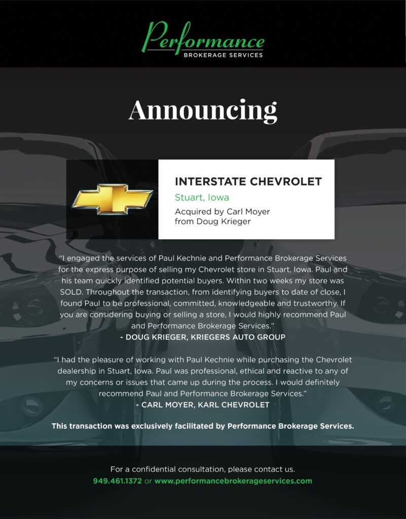Doug Krieger Sells Interstate Chevrolet in Stuart, Iowa Performance