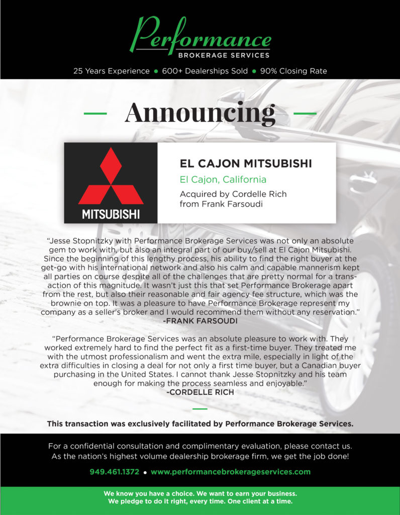El Cajon Mitsubishi Sells to FirstTime Canadian Buyer Performance