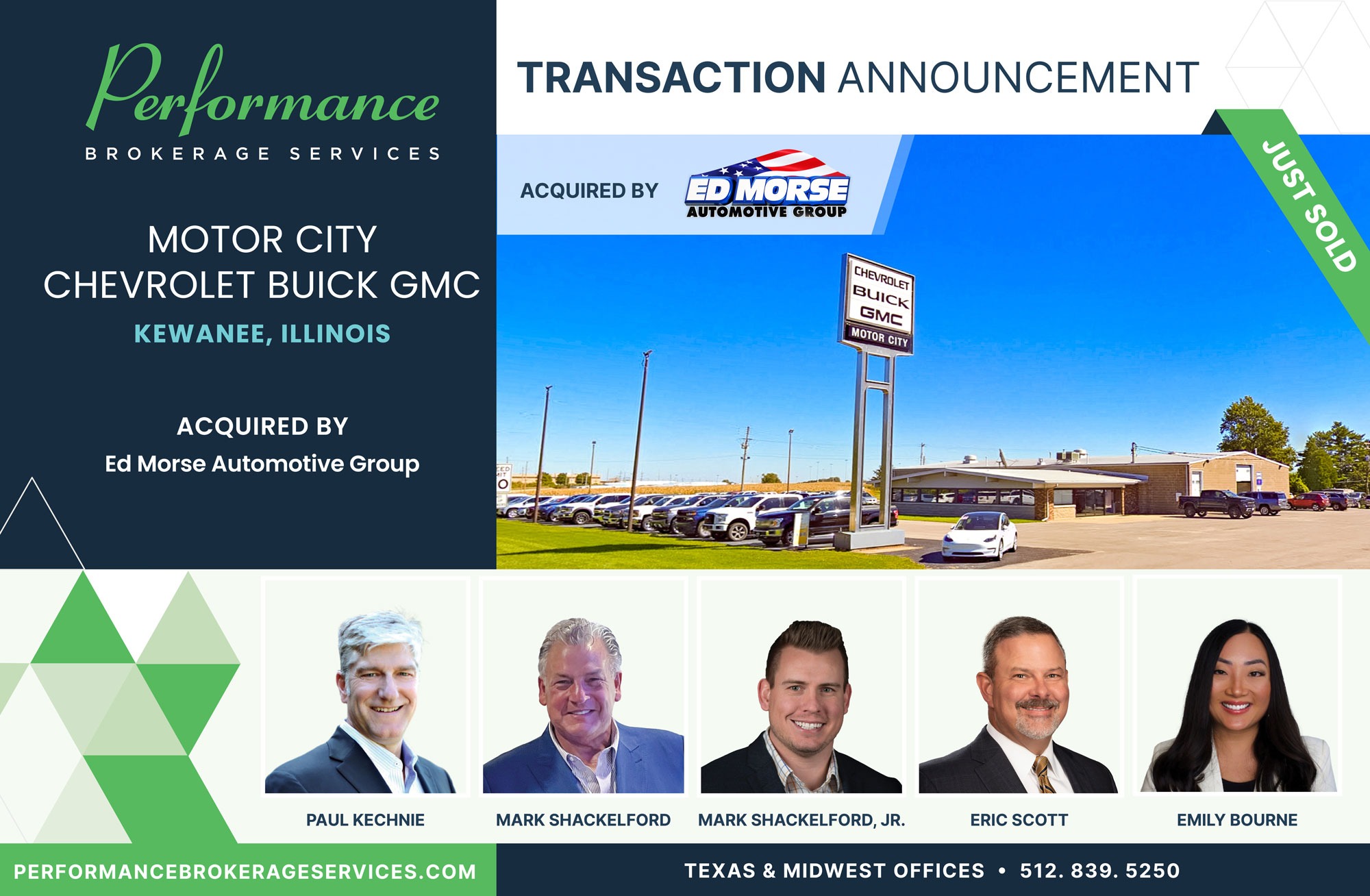 Motor City Chevrolet Buick GMC sold to Ed Morse Automotive Group with Performance Brokerage