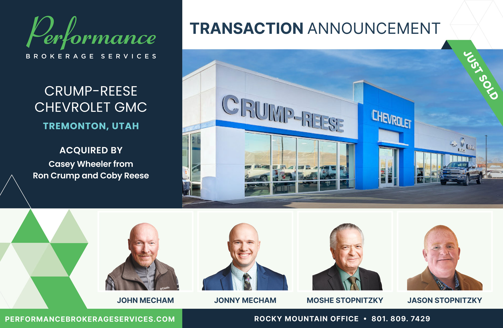 Crump Reese Chevrolet GMC sells to Casey Wheeler with Performance Brokerage