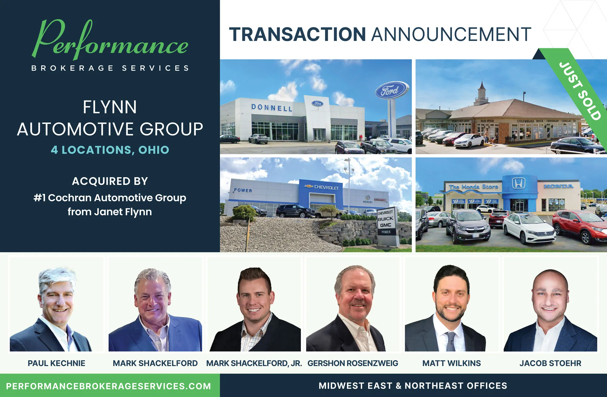 Flynn Automotive Group sells to #1 Cochran Auto Group with Performance Brokerage