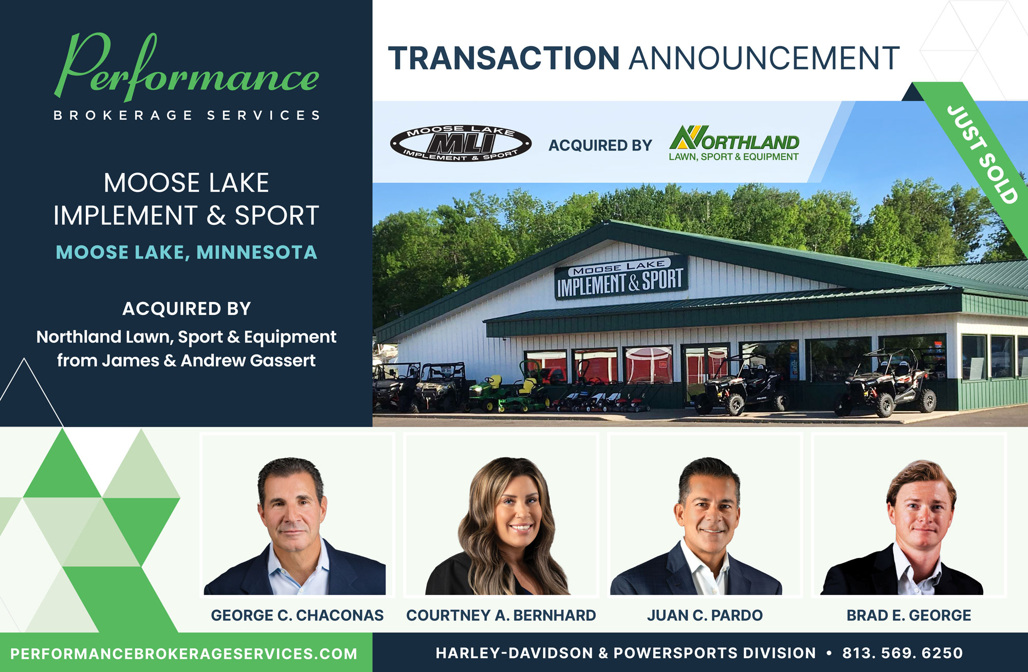 Moose Lake Implement & Sport sells to Northland Lawn, Sport & Equipment with Performance Brokerage