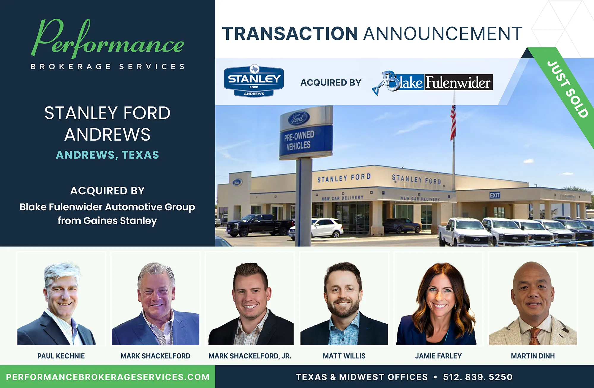Stanley Ford sells to Blake Fulenwider with Performance Brokerage