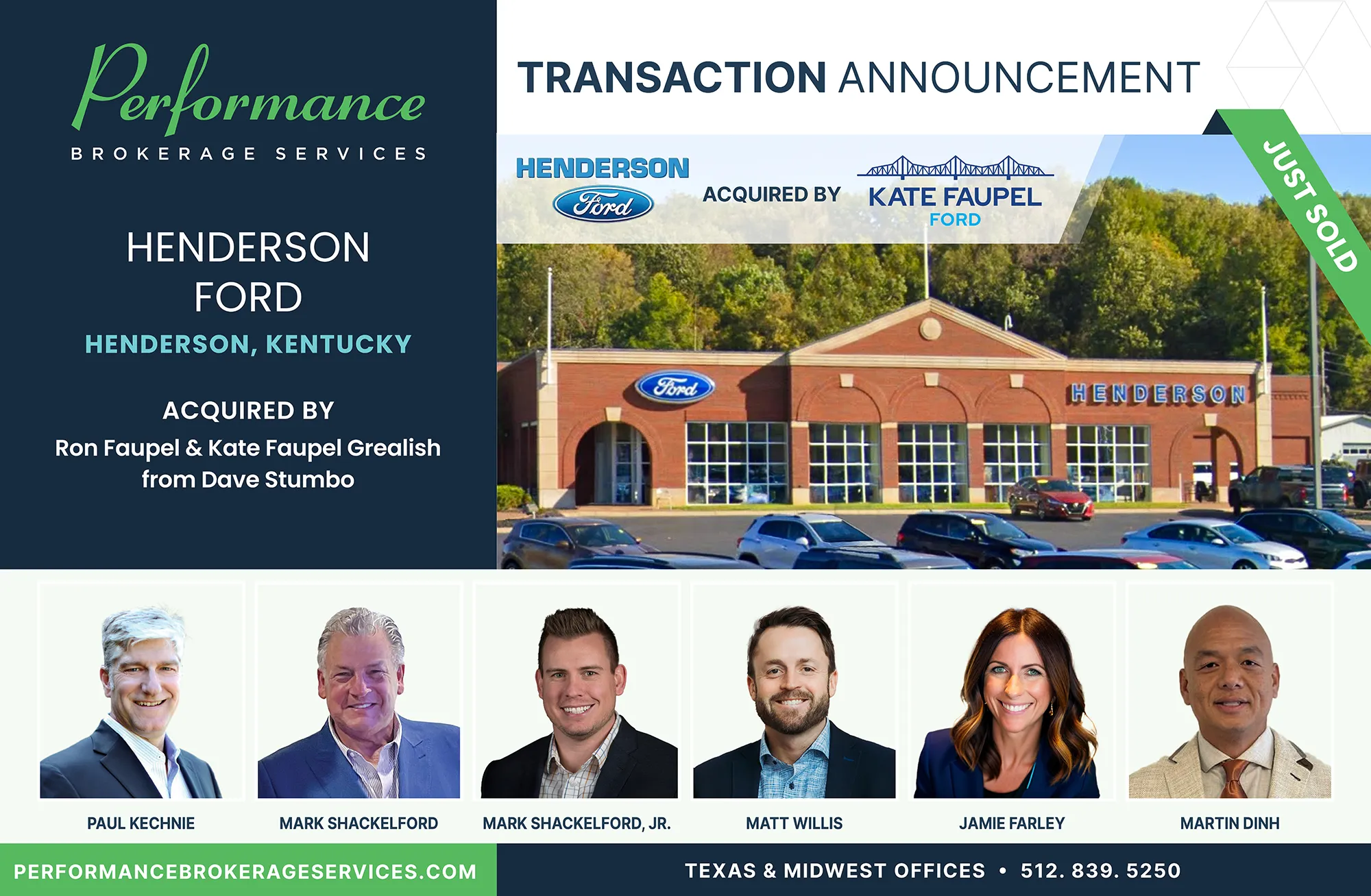 Henderson Ford Kentucky Sells To Ron Faupel & Kate Faupel Grealish With Performance Brokerage