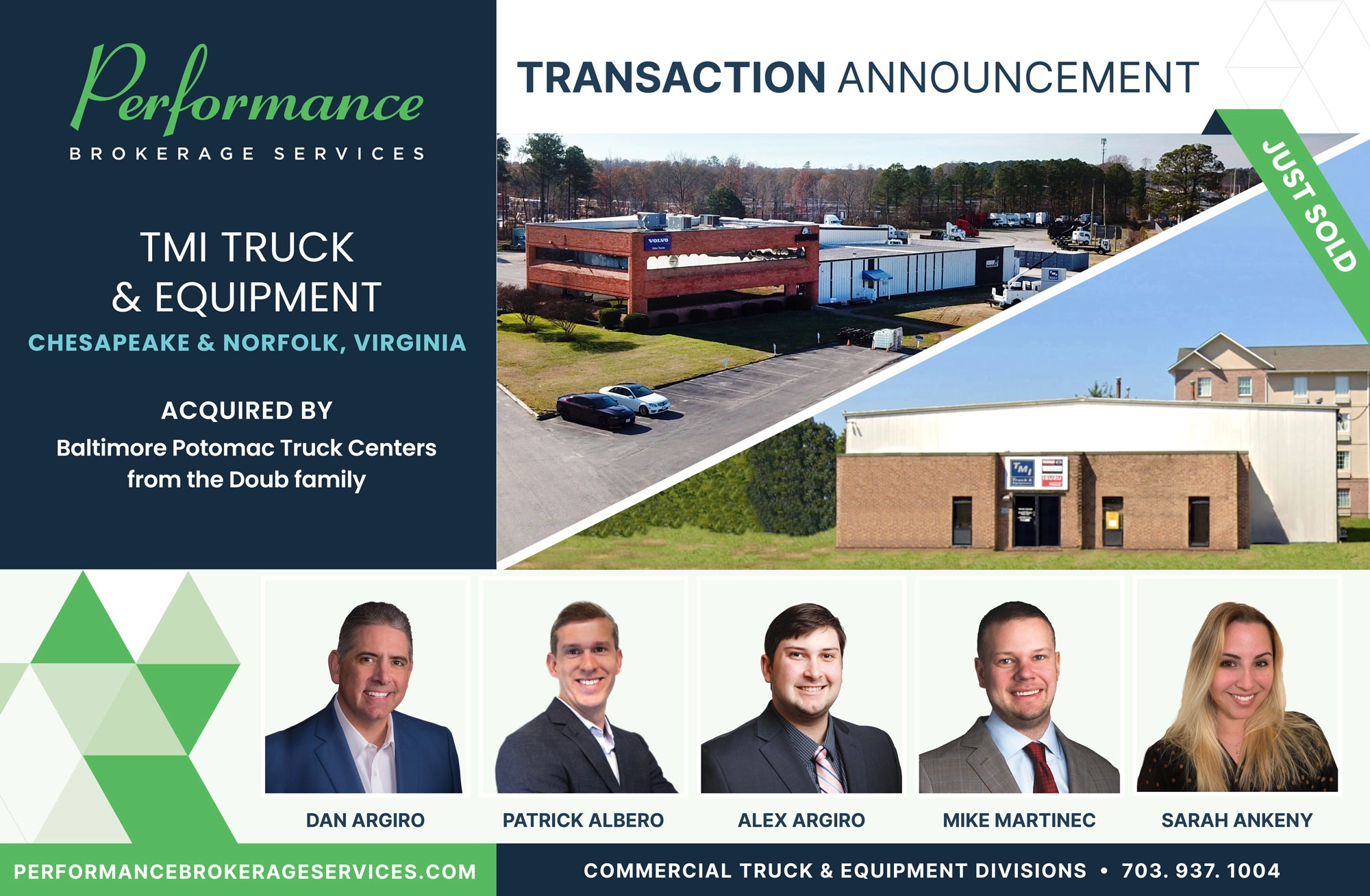 TMI Truck & Equipment sells to Baltimore Potomac Truck Centers with Performance Brokerage