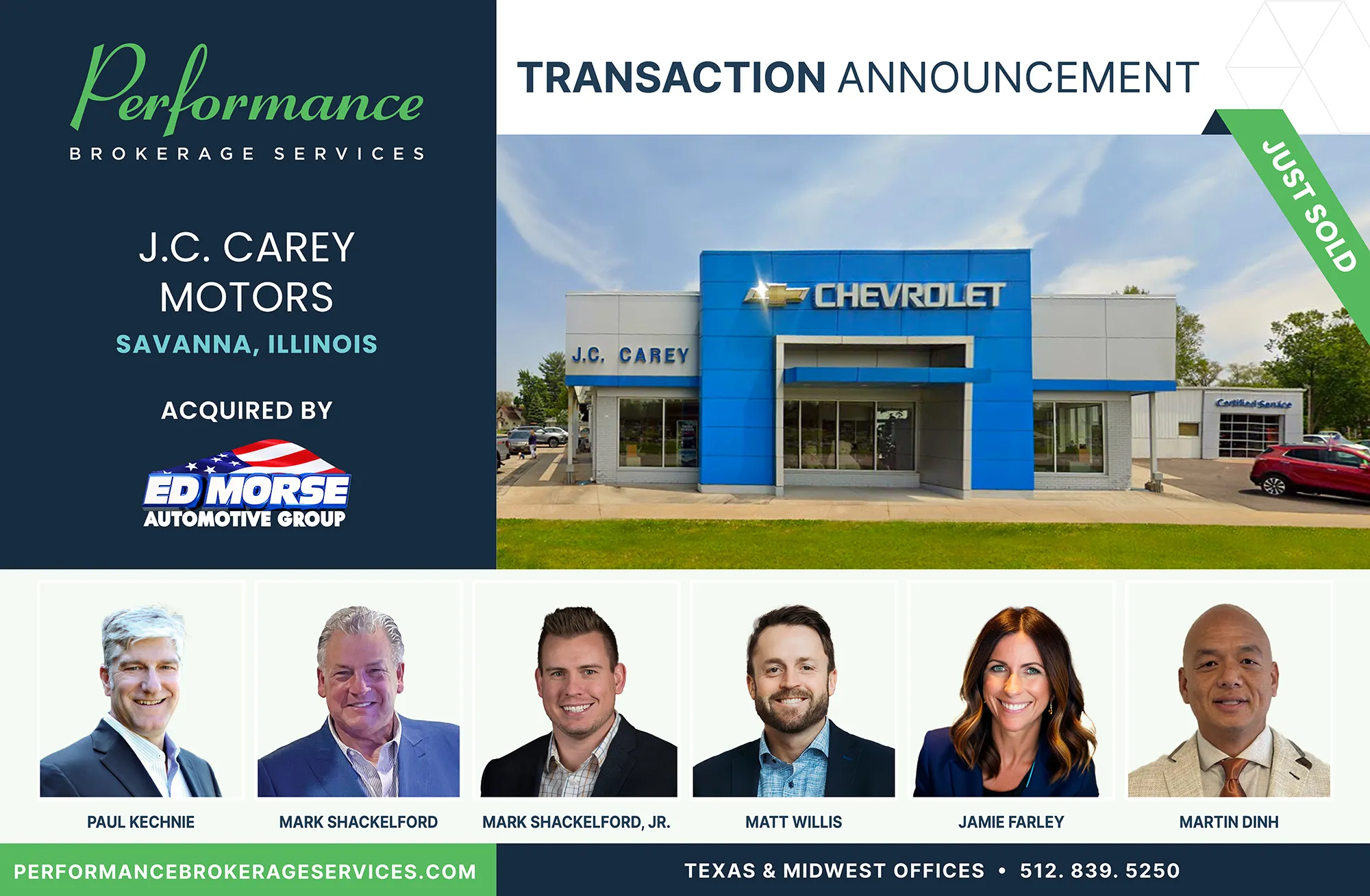 J.C. Carey Motors sells to Ed Morse Automotive Group with Performance Brokerage