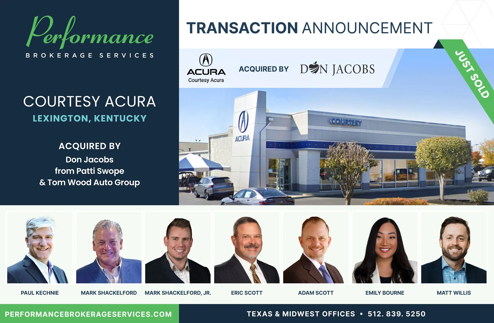 Courtesy Acura sells to Don Jacobs Auto Group with Performance Brokerage