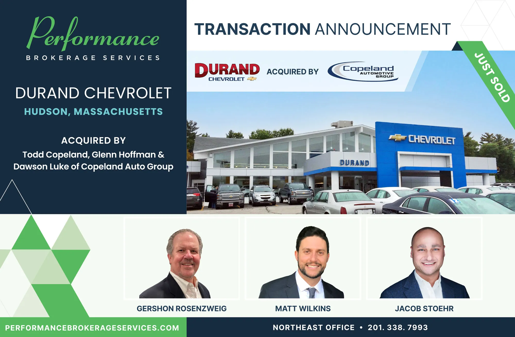 Durand Chevrolet sells to Copeland Automotive Group with Performance Brokerage