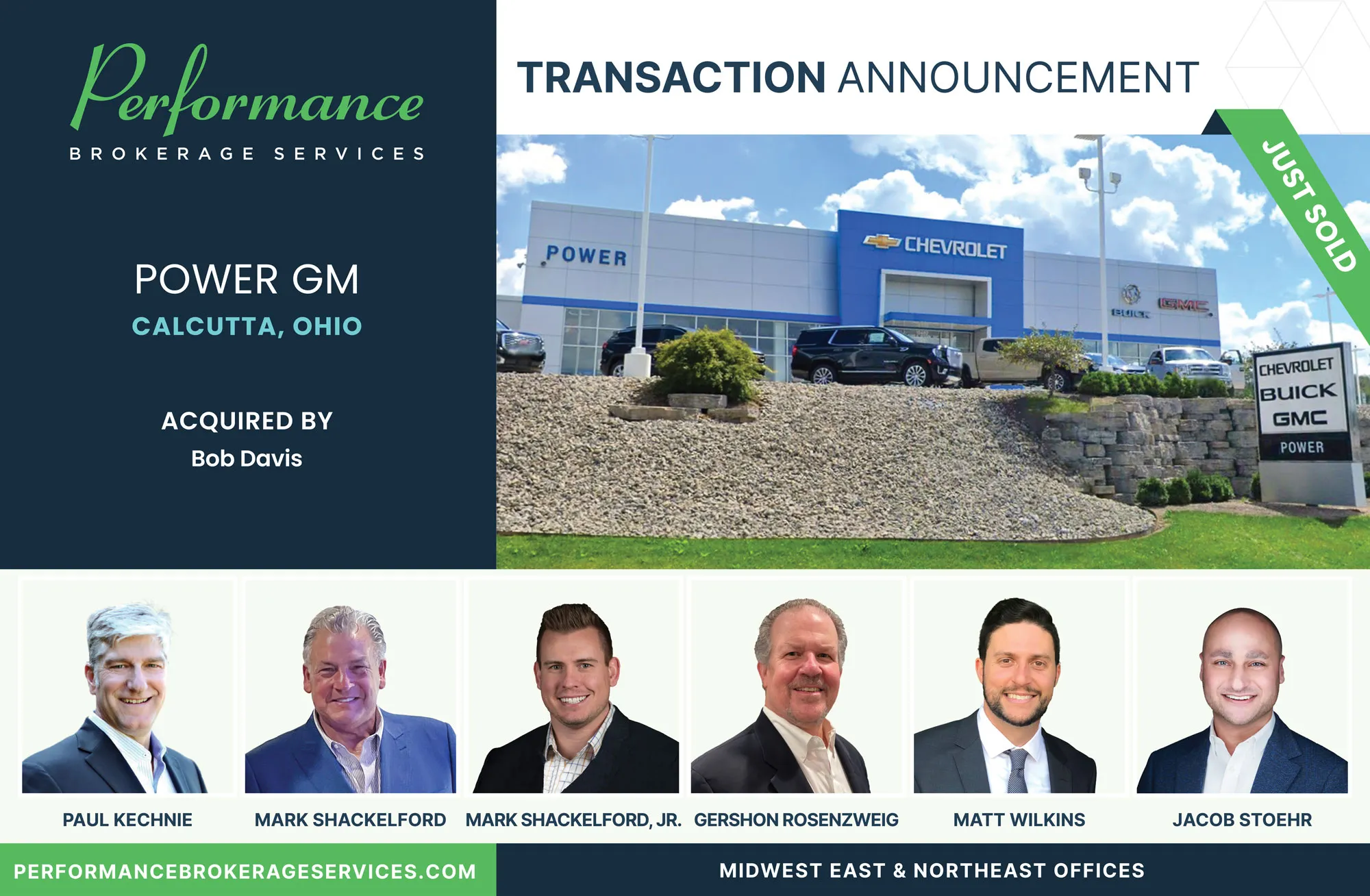 Power GM sells to Bob Davis with Performance Brokerage