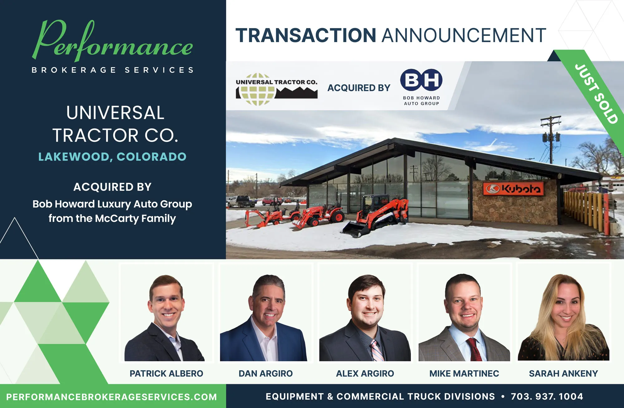 Universal Tractor Co. sells to Bob Howard Luxury Auto Group with Performance Brokerage