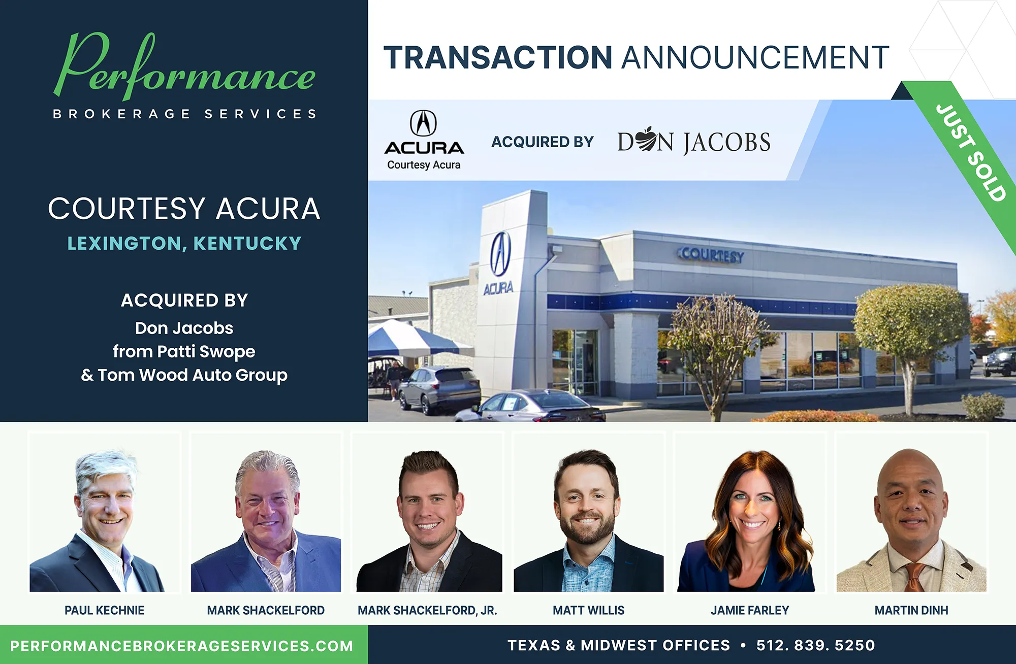 Courtesy Acura sells to Don Jacobs Auto Group with Performance Brokerage