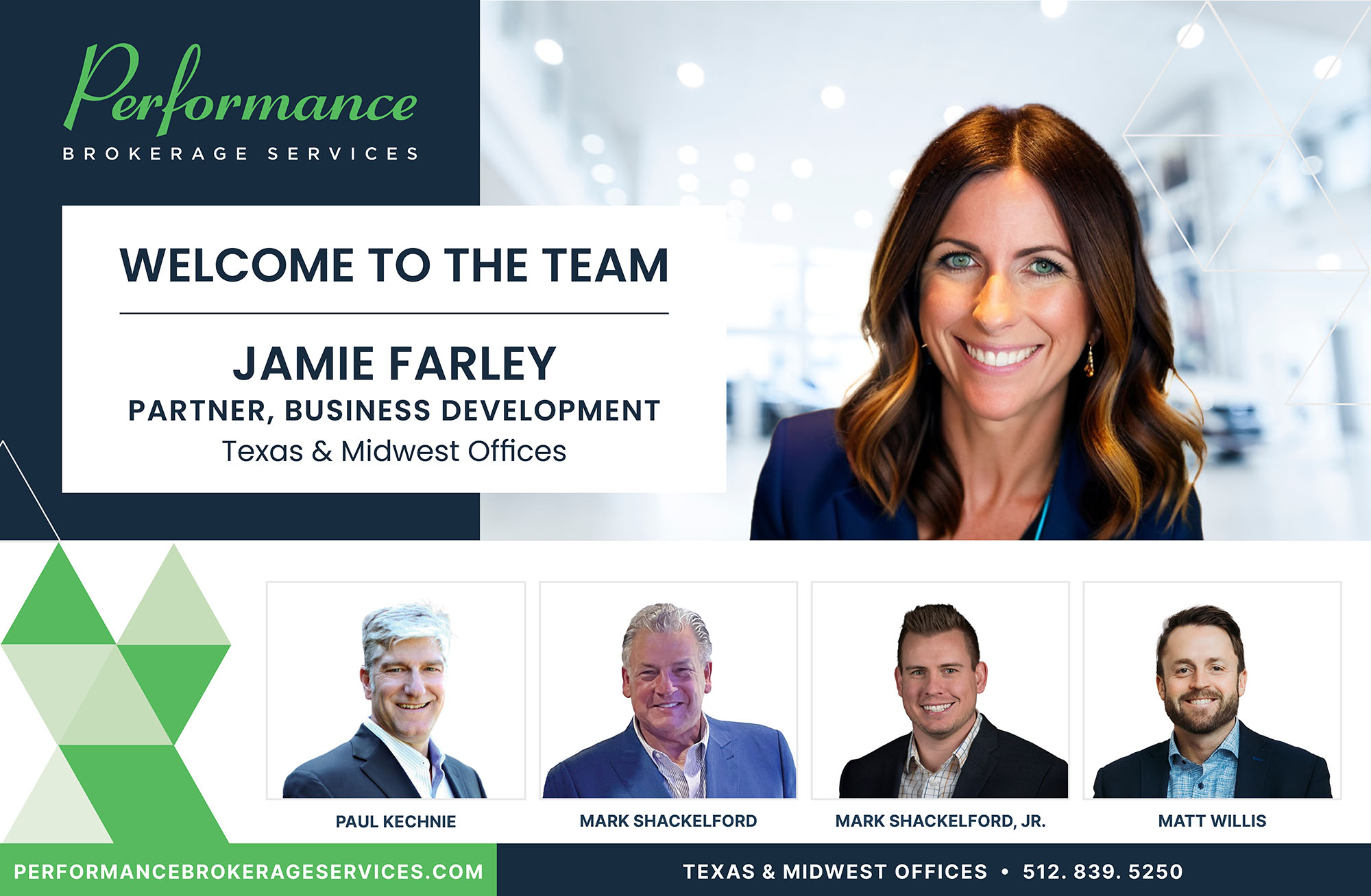 Jamie Farley, Partner of Business Development for Performance Brokerage Services, Texas and Midwest offices.
