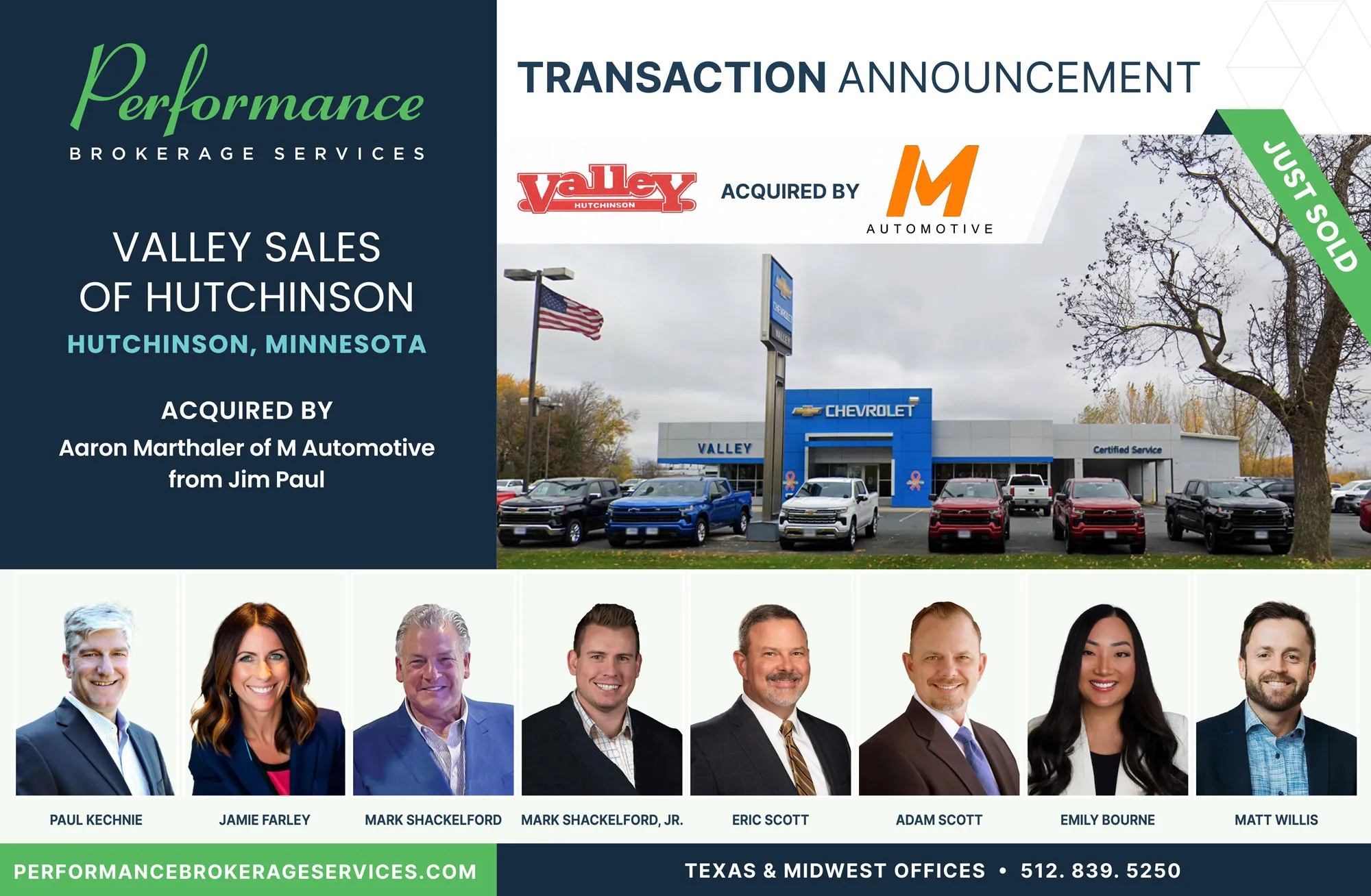 Valley Sales of Hutchinson sells to Aaron Marthaler with Performance Brokerage