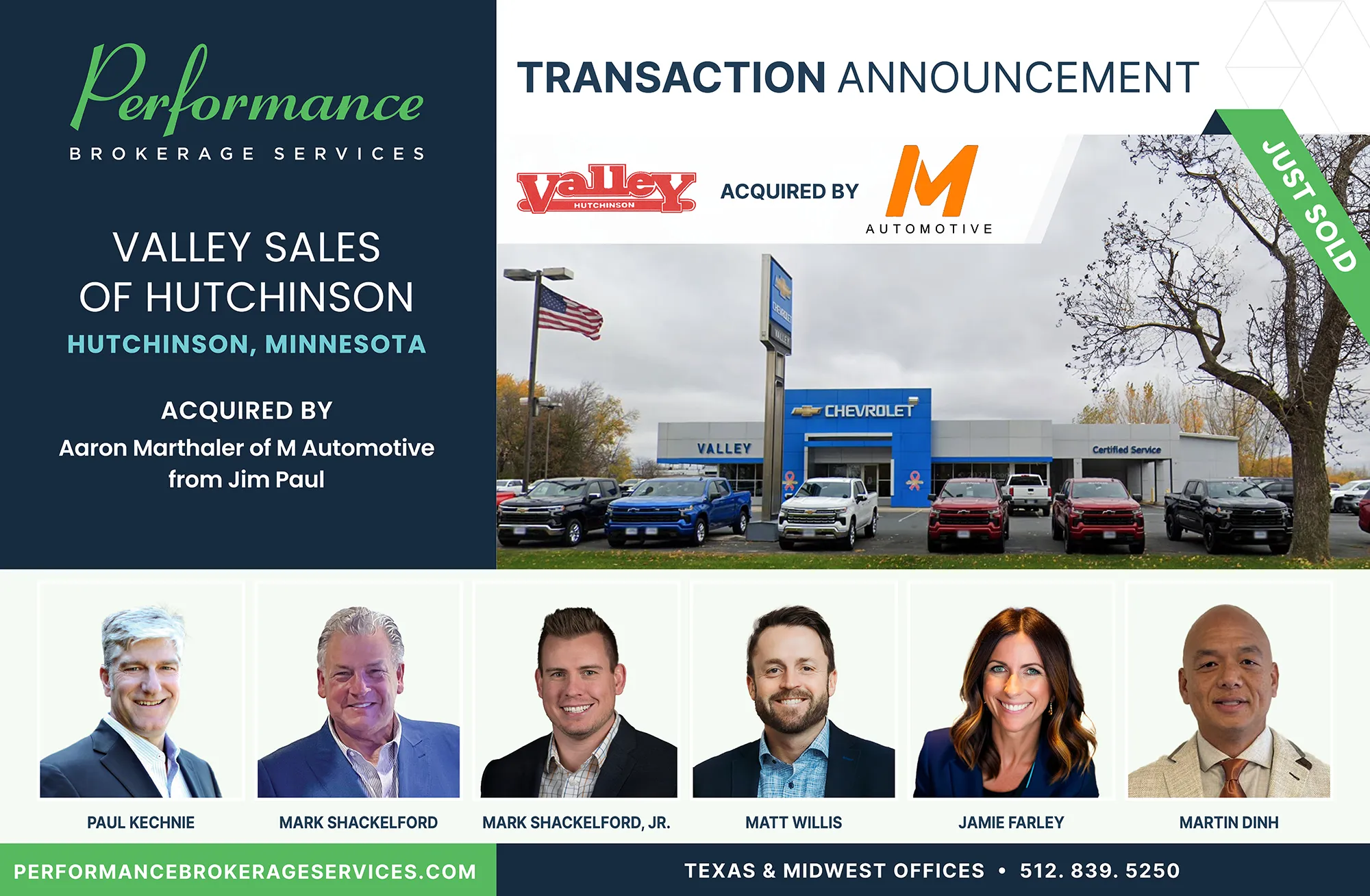 Valley Sales of Hutchinson sells to Aaron Marthaler with Performance Brokerage