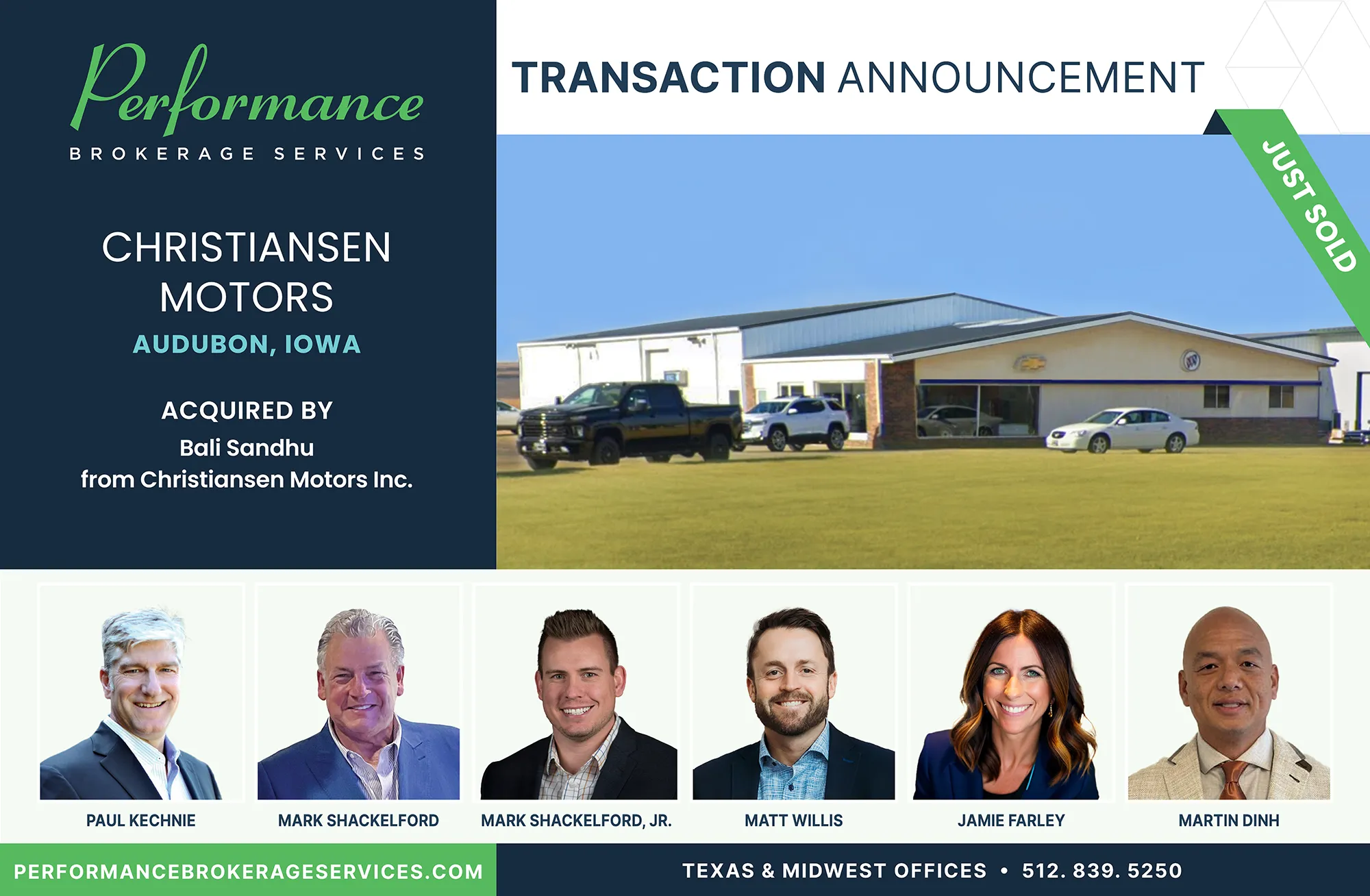 Christiansen Motors sells to Bali Sandhu with Performance Brokerage