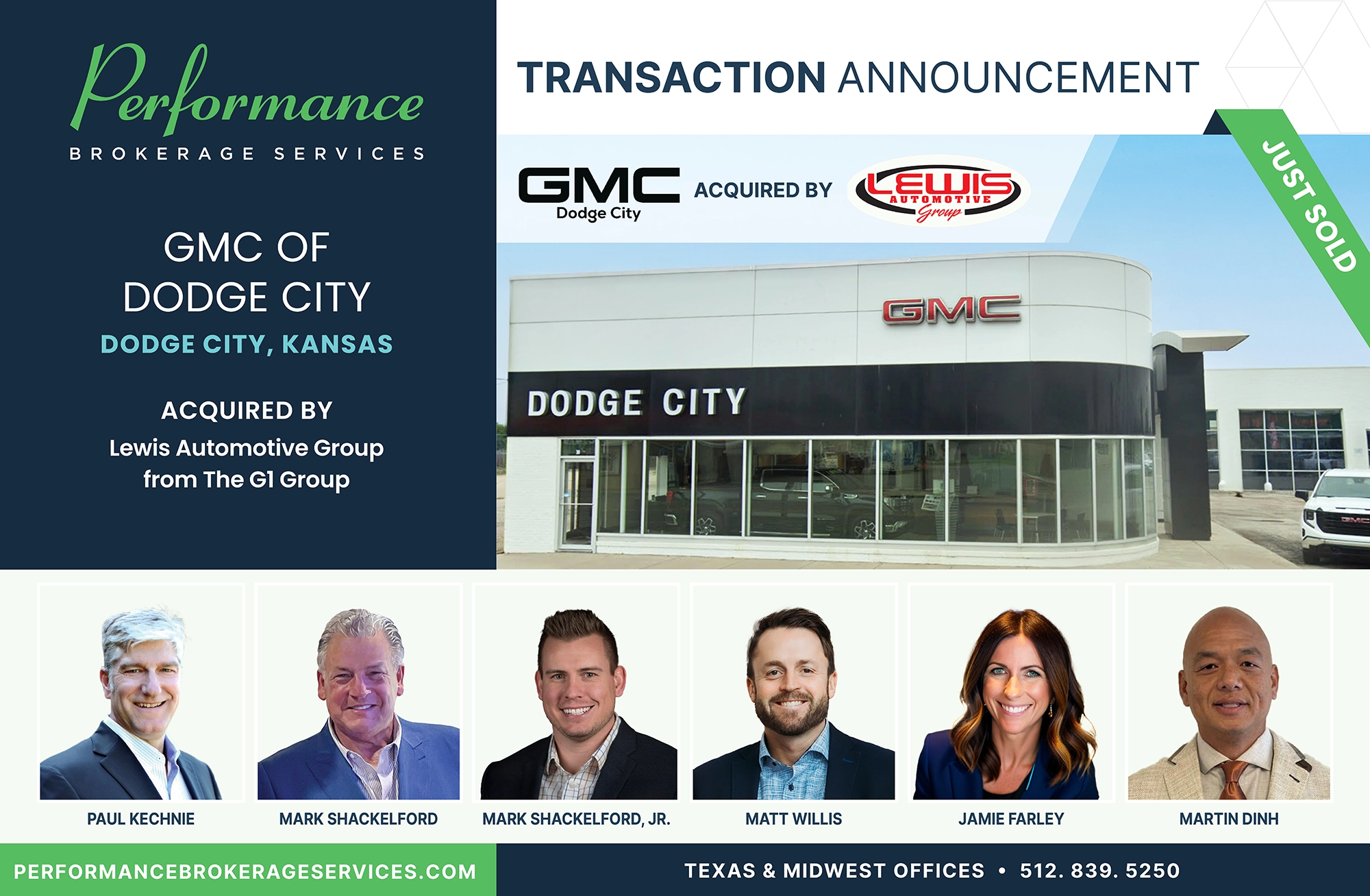 GMC of Dodge City sells to Lewis Automotive Group with Performance Brokerage