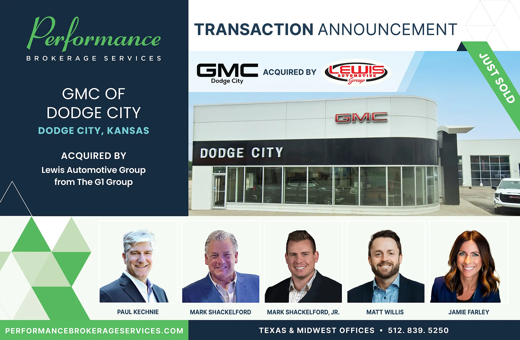 GMC of Dodge City sells to Lewis Automotive Group with Performance Brokerage