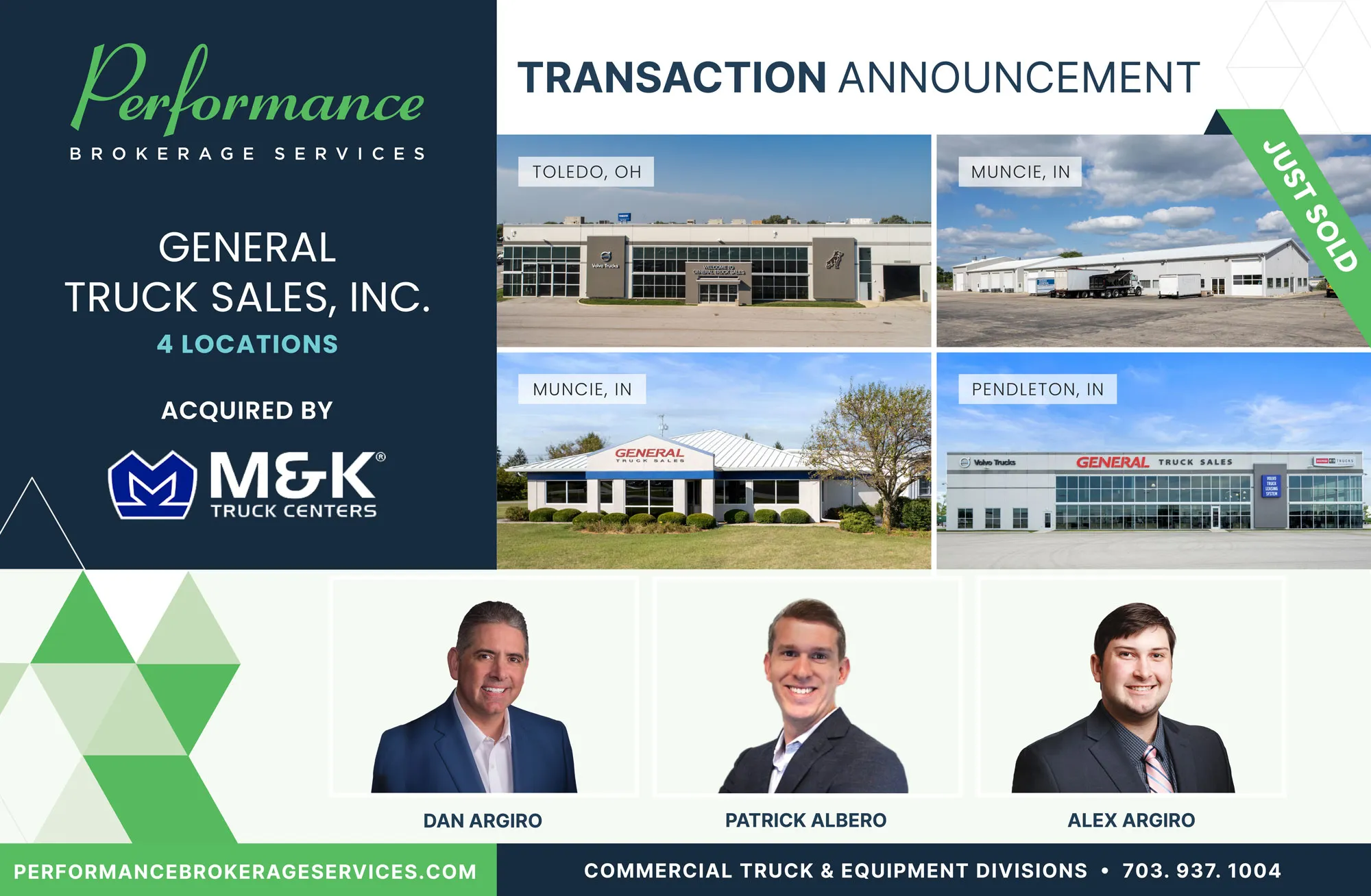 General Truck Sales, Inc. sells to M&K Truck Centers with Performance Brokerage