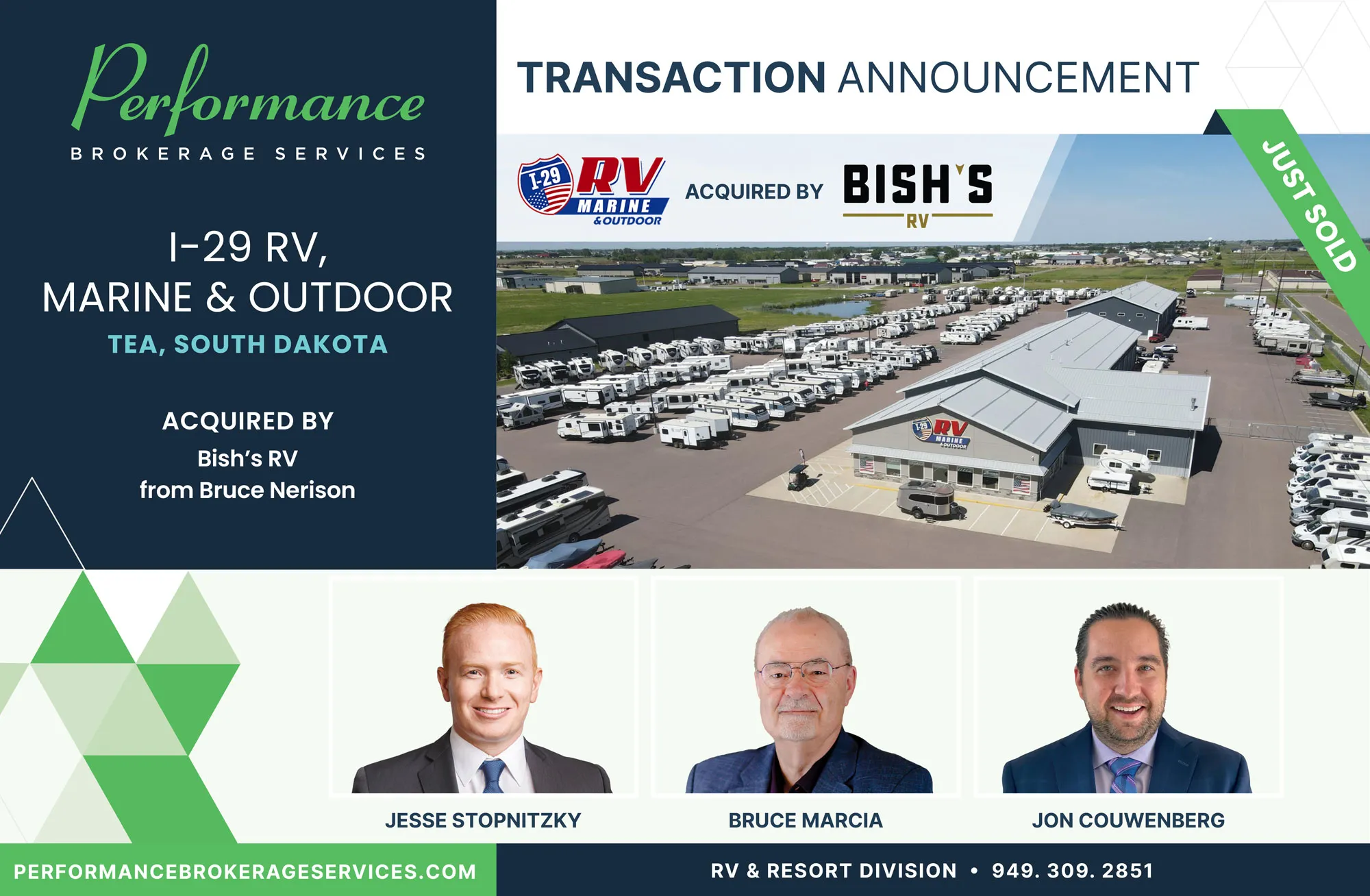 I-29 RV, Marine & Outdoor sells to Bish's RV with Performance Brokerage