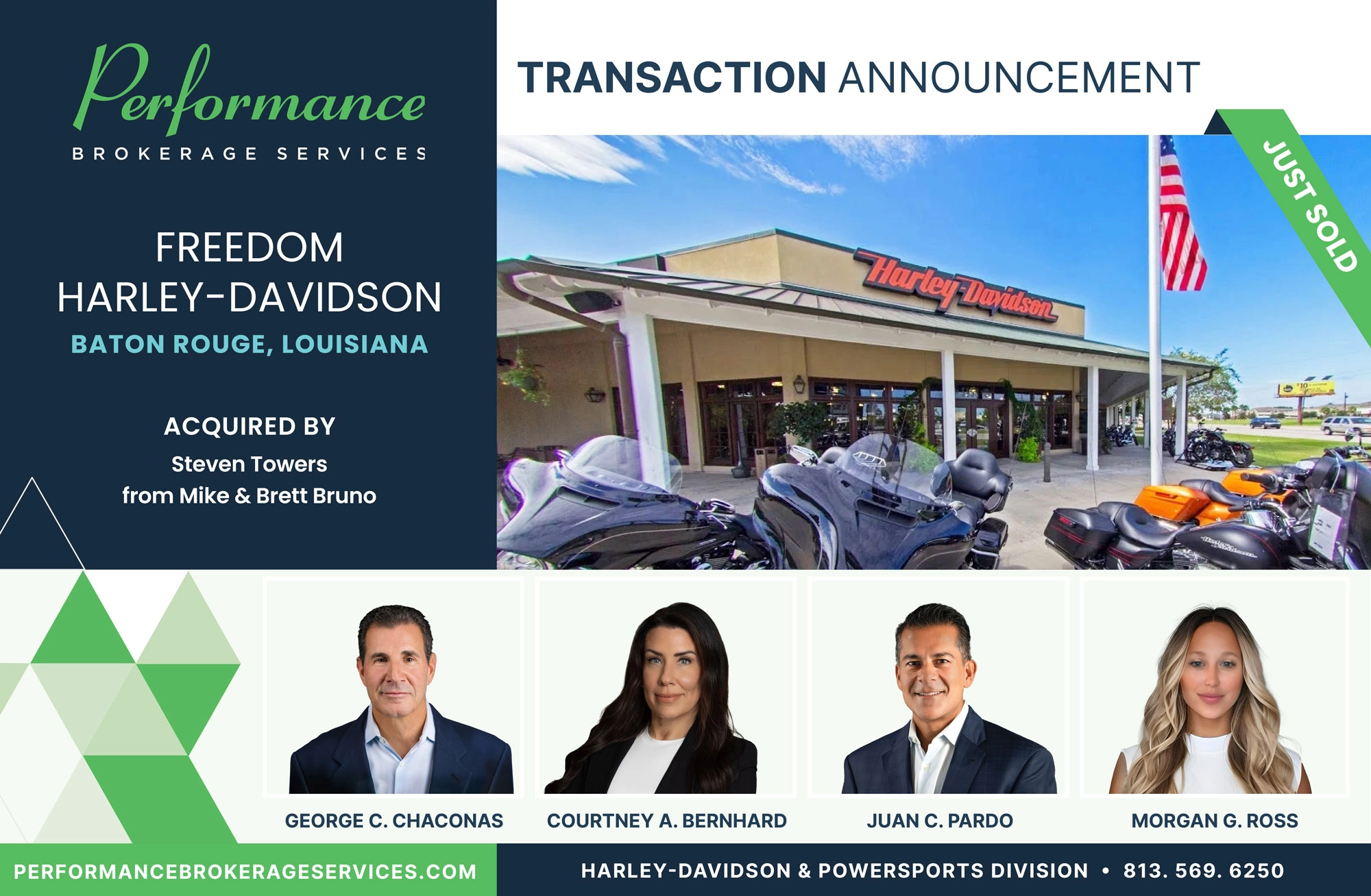 Freedom Harley-Davidson sells to Steven Towers with Performance Brokerage