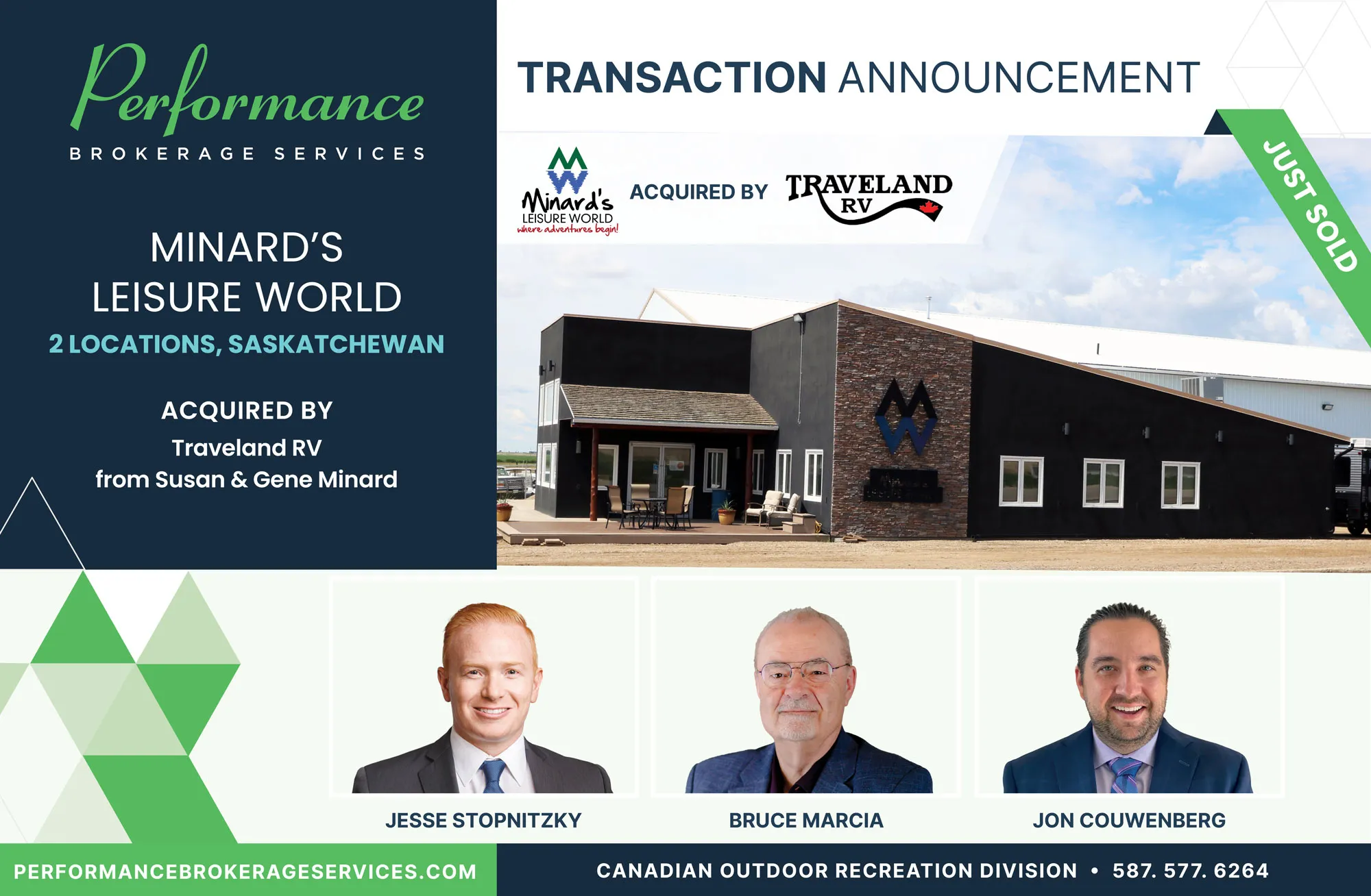Minard's Leisure World RV sells to Traveland RV with Performance Brokerage