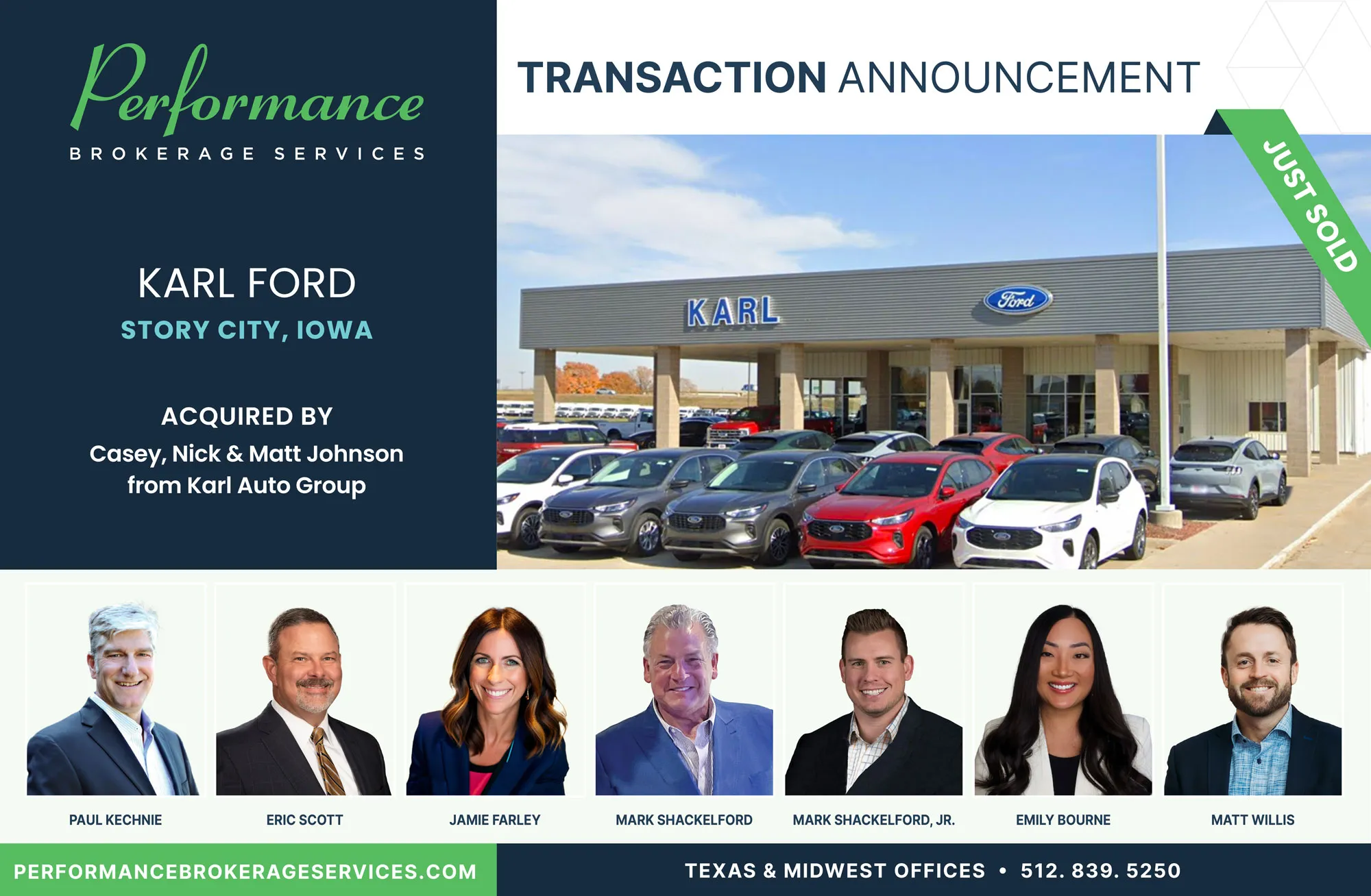 Karl Ford of Story sells to Casey, Nick & Matt Johnson with Performance Brokerage