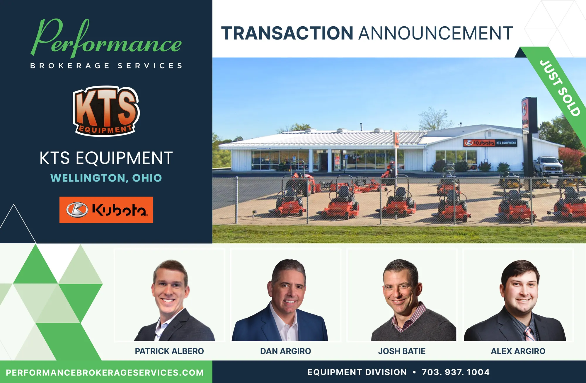 KTS Equipment sells with Performance Brokerage