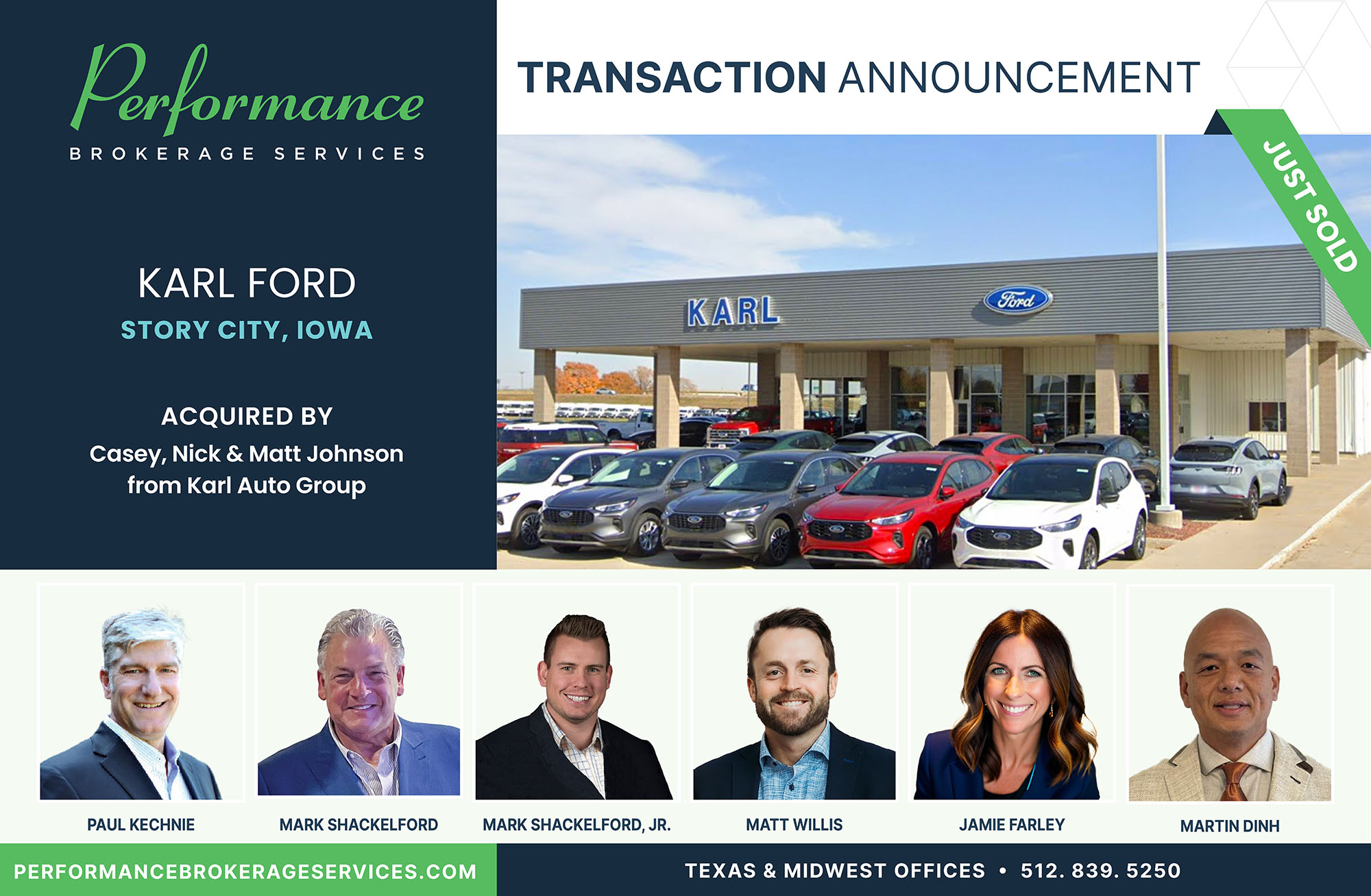 Karl Ford of Story sells to Casey, Nick & Matt Johnson with Performance Brokerage