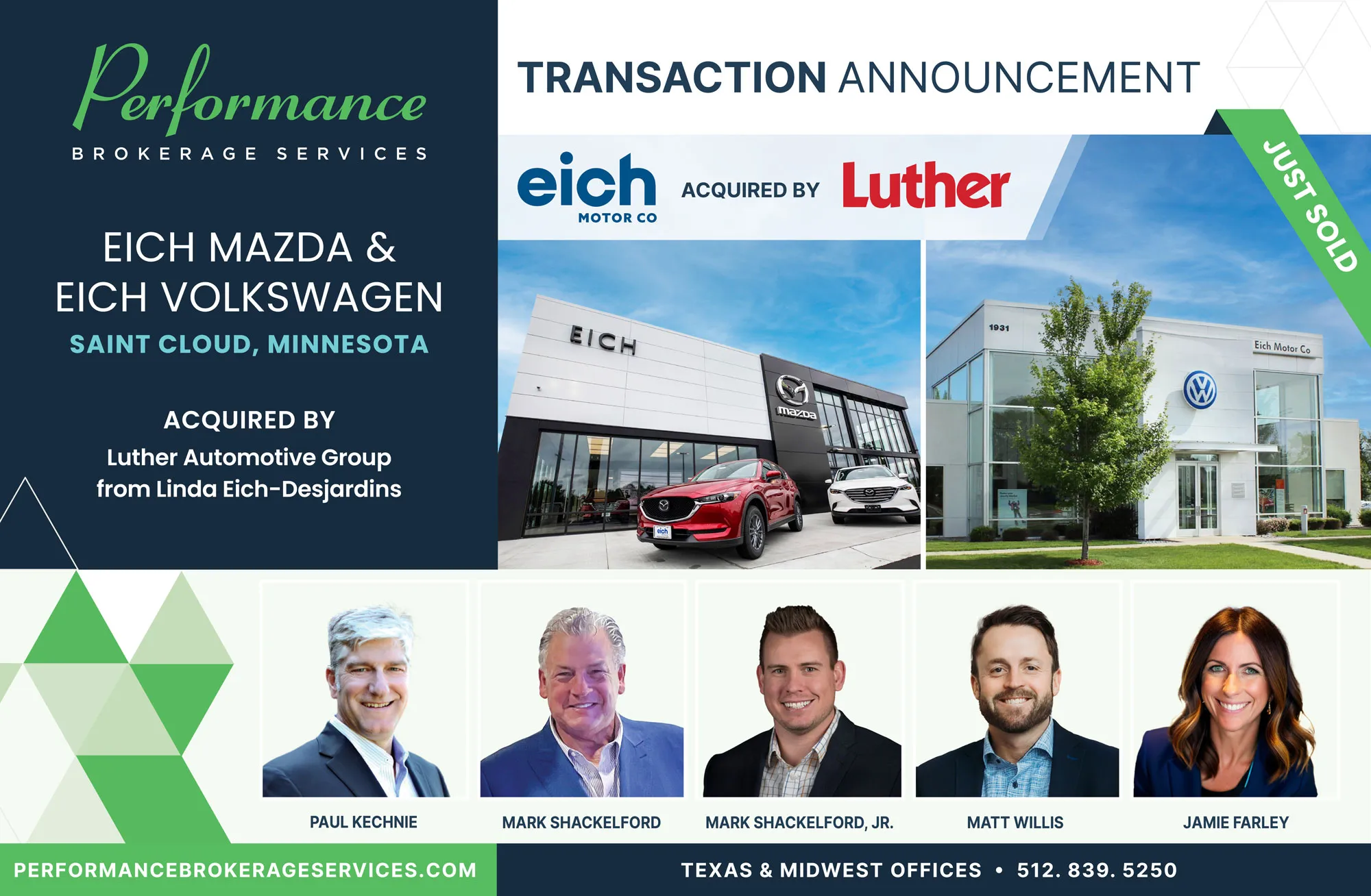 Eich Mazda and Volkswagen Dealerships sell with Performance Brokerage