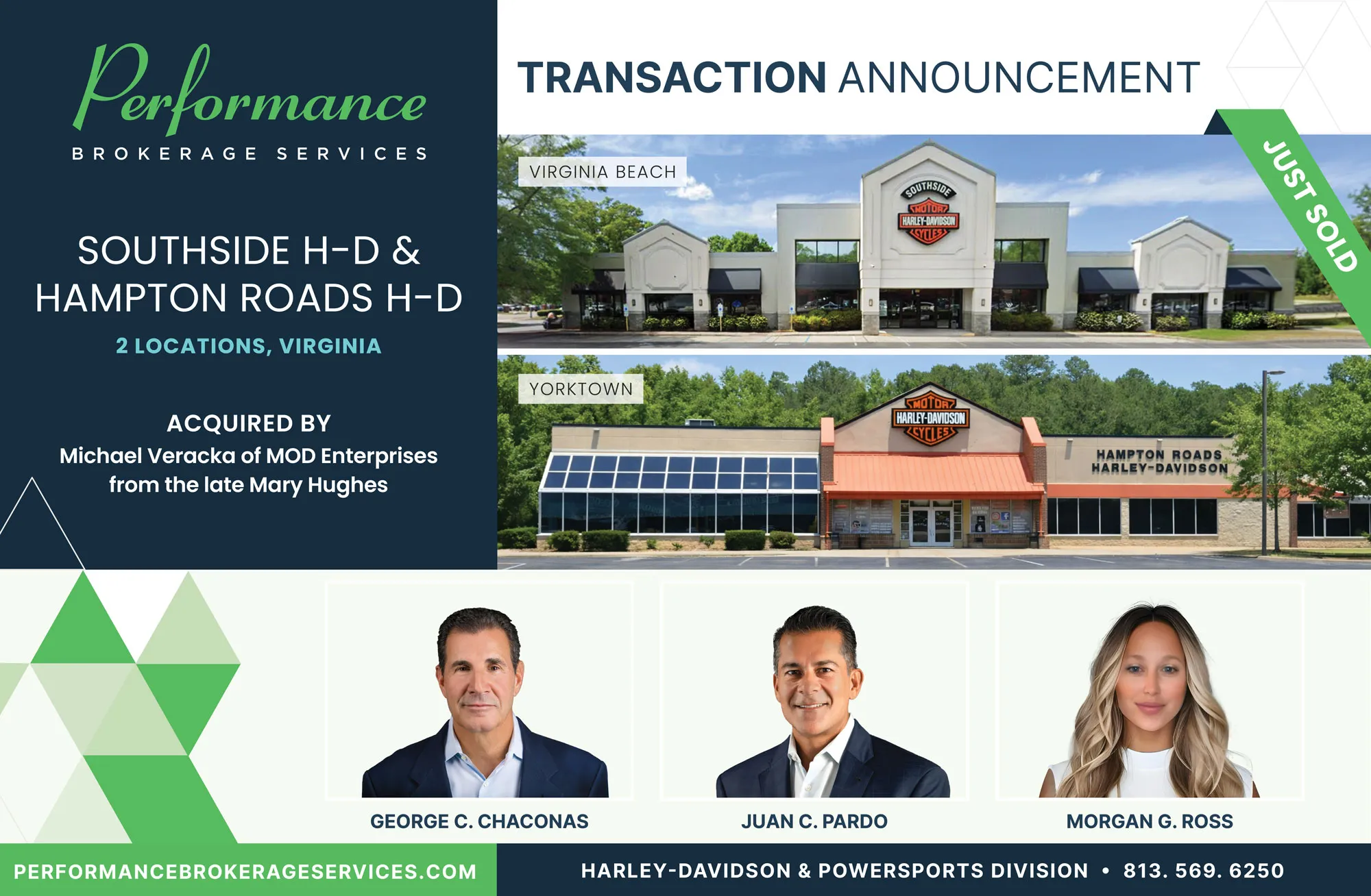 Southside & Hampton Roads H-D Dealerships sell to MOD Enterprises with Performance brokerage