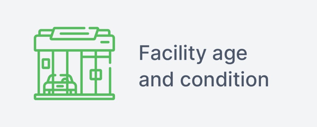 Buyer evaluation factors for dealership real estate including facility condition, OEM compliance, access, acreage, service capacity, replacement cost, market desirability, and rent expense.
