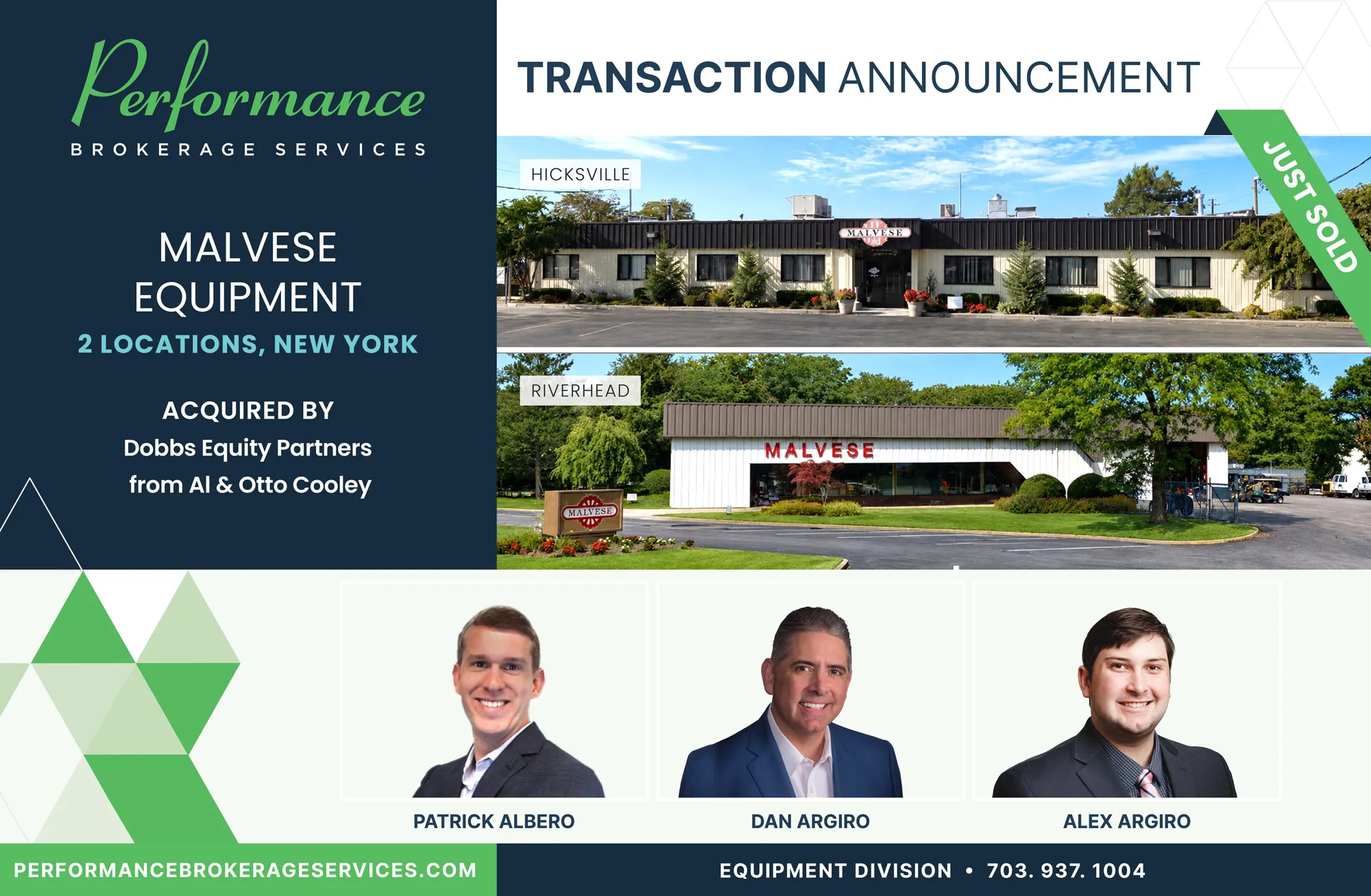 Malvese Equipment sells to Dobbs Equity Partners with Performance Brokerage