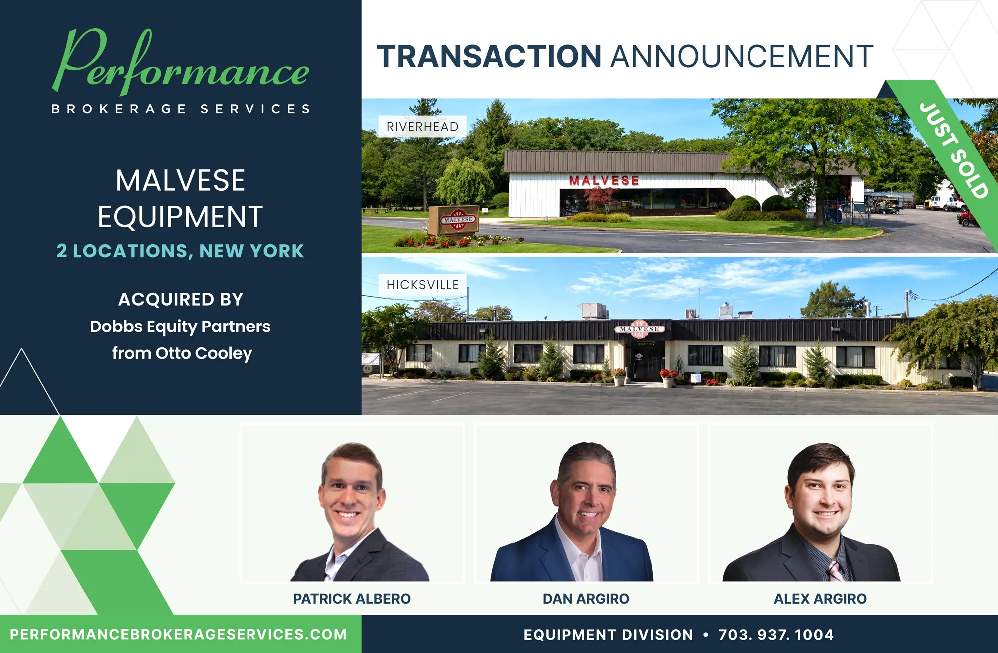 Malvese Equipment sells to Dobbs Equity Partners with Performance Brokerage