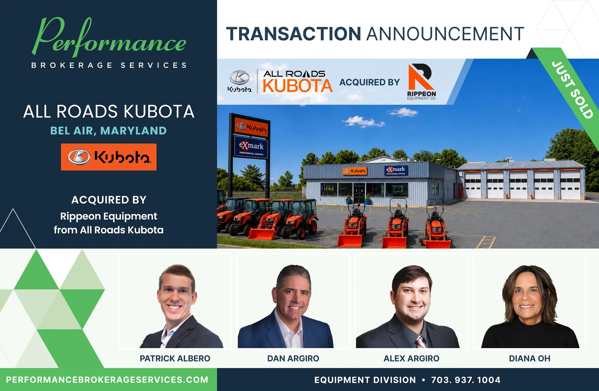 All Roads Kubota sells to Rippeon Equipment with Performance Brokerage