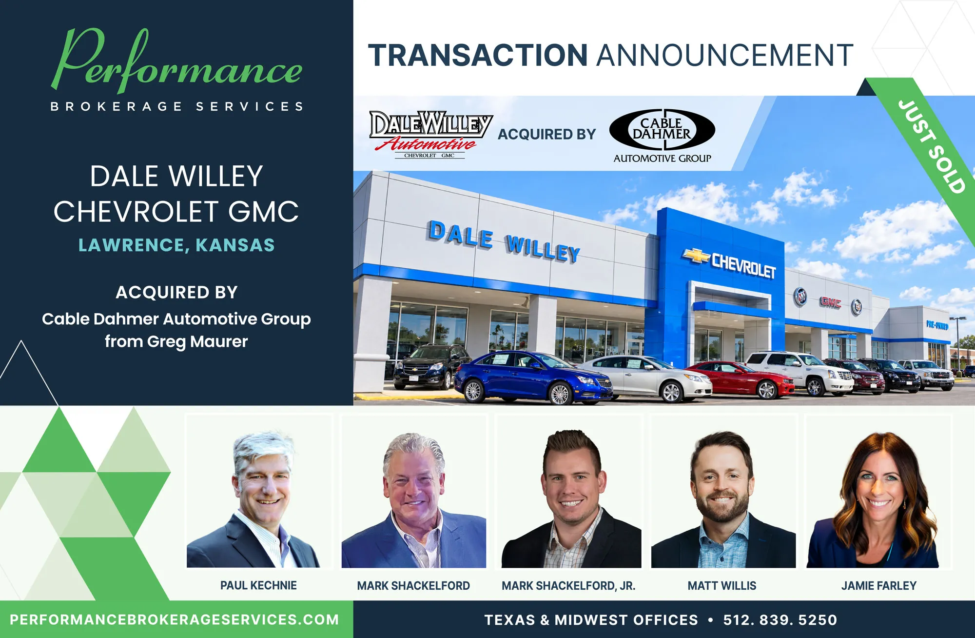 Dale Willey Chevrolet GMC sells to Cable Dahmer with Performance Brokerage